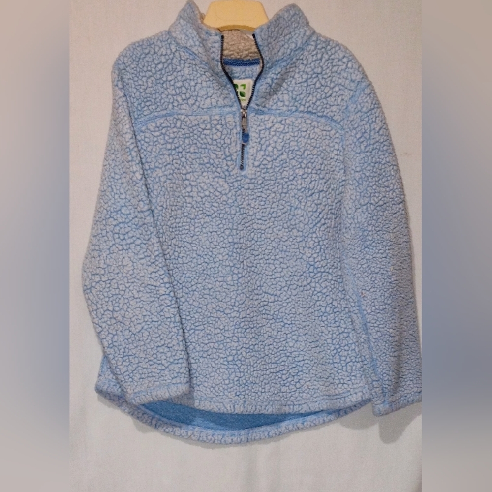 GreenTea Light Blue Textured Quarter-Zip Sweater
